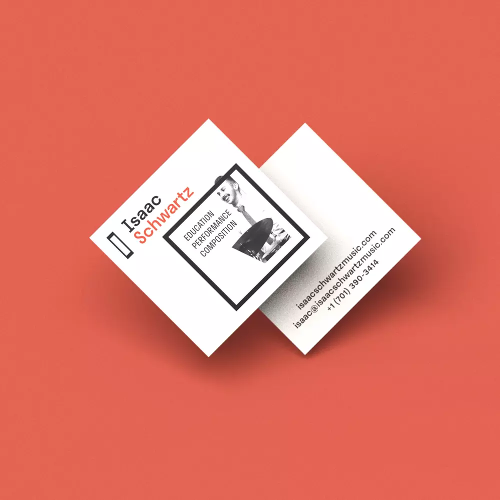 business card design on orange bg